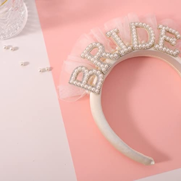 Agkvw Pearl Veil Bride Headband for Wedding Celebrations