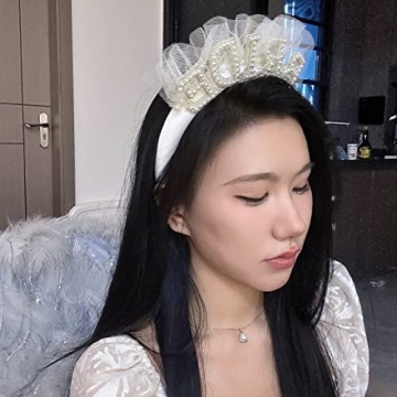 Agkvw Pearl Veil Bride Headband for Wedding Celebrations