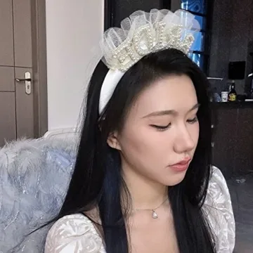 Agkvw Pearl Veil Bride Headband for Wedding Celebrations