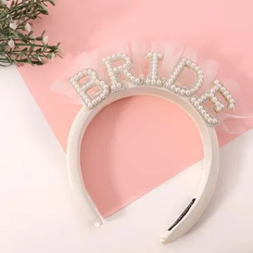 Agkvw Pearl Veil Bride Headband for Wedding Celebrations