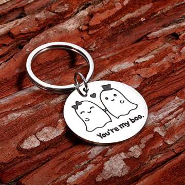 White Elephant Gifts for Adults Boo Keychain Gifts for Couple Boyfriend Valentines Gifts for Him Hus...