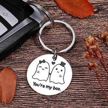 White Elephant Gifts for Adults Boo Keychain Gifts for Couple Boyfriend Valentines Gifts for Him Husband from Girlfriend Wife Wedding Anniversary Birthday Halloween Boo Basket Stuffers for Women Her
