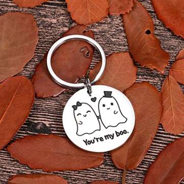 White Elephant Gifts for Adults Boo Keychain Gifts for Couple Boyfriend Valentines Gifts for Him Husband from Girlfriend Wife Wedding Anniversary Birthday Halloween Boo Basket Stuffers for Women Her