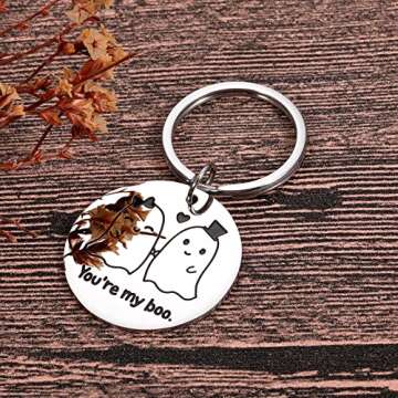 White Elephant Gifts for Adults Boo Keychain Gifts for Couple Boyfriend Valentines Gifts for Him Husband from Girlfriend Wife Wedding Anniversary Birthday Halloween Boo Basket Stuffers for Women Her