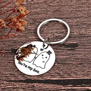White Elephant Gifts for Adults Boo Keychain Gifts for Couple Boyfriend Valentines Gifts for Him Husband from Girlfriend Wife Wedding Anniversary Birthday Halloween Boo Basket Stuffers for Women Her