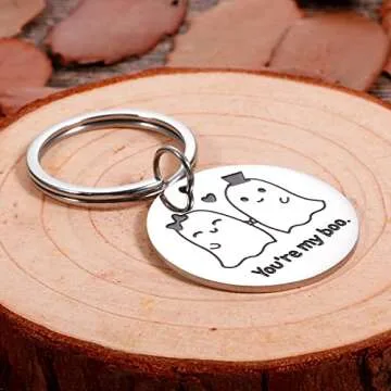 White Elephant Gifts for Adults Boo Keychain Gifts for Couple Boyfriend Valentines Gifts for Him Husband from Girlfriend Wife Wedding Anniversary Birthday Halloween Boo Basket Stuffers for Women Her