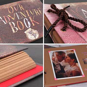 RECUTMS Our Adventure Book Scrapbook Pixar Up Handmade DIY Family Scrapbook Photo Album Expandable 11.6x7.5 Inches 80 Pages with Photo Album Storage Box DIY Accessories Kit Mothers Day Gifts