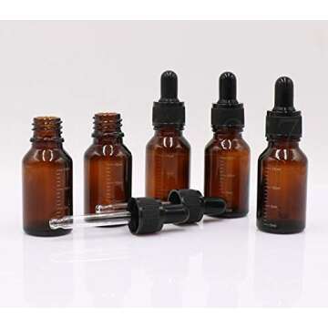 3 Pcs 15ml 0.5oz Empty Refillable Amber Glass Graduated Dropper Bottle Essential Oil Cosmetics Elite Fluid Container Jar Pot Holder with Glass Pipette Dropper