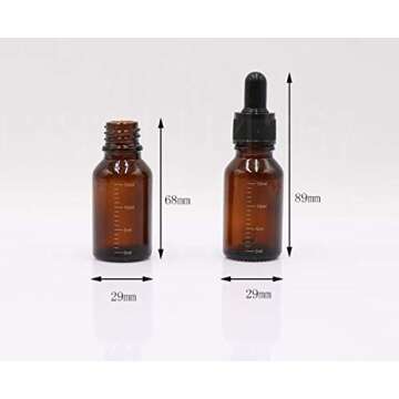 3 Pcs 15ml 0.5oz Empty Refillable Amber Glass Graduated Dropper Bottle Essential Oil Cosmetics Elite Fluid Container Jar Pot Holder with Glass Pipette Dropper