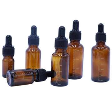 3 Pcs 15ml 0.5oz Empty Refillable Amber Glass Graduated Dropper Bottle Essential Oil Cosmetics Elite Fluid Container Jar Pot Holder with Glass Pipette Dropper
