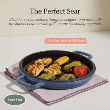 Our Place Cast Iron Hot Grill | Toxin-Free, 10.5" Round, Enameled Cast Iron Grill Pan | Indoor Serious Searing & Grill Marks | Oven Safe up to 500°F | Easy to Clean & Maintain | Lavender
