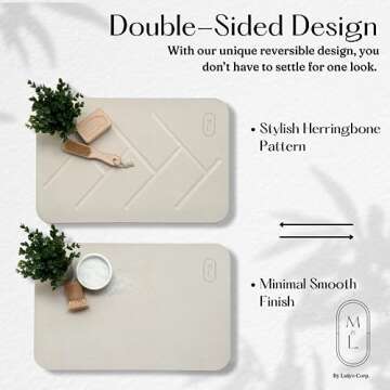 M&L Stone Bath Mat Large - Double Sided, Non-Slip Fast Stone Dish Drying Mat for Kitchen Counter, Tub & Bathroom Floor - Multi-Use Home Super Absorbent Diatomaceous Earth Shower Mat - Pet Food Mat