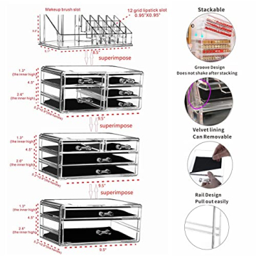 Cq Acrylic Makeup Organizer - 4 Pack Clear Beauty Storage