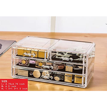 Cq Acrylic Makeup Organizer - 4 Pack Clear Beauty Storage
