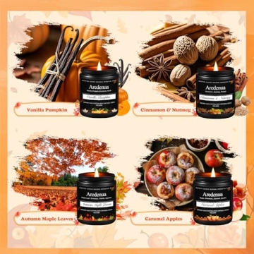 Fall Candles Set | Fall Scented Candles for Home - 4 Pack Soy Candles for Home Scented, Autumn Candl...