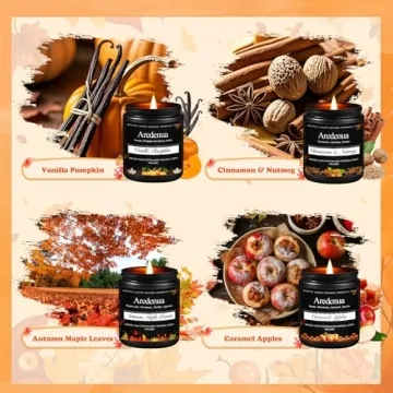 Fall Candles Set | Fall Scented Candles for Home - 4 Pack Soy Candles for Home Scented, Autumn Candl...