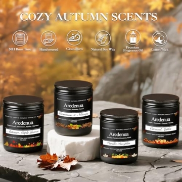 Fall Candles Set for Cozy Home - 4 Pack Soy Candles