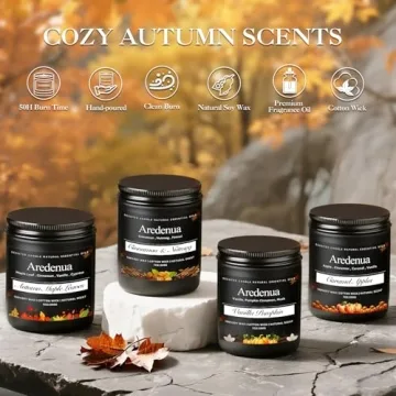 Fall Candles Set for Cozy Home - 4 Pack Soy Candles