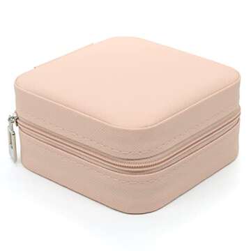 Small Jewelry Box for Travel, Elegant Pink Jewelry Case