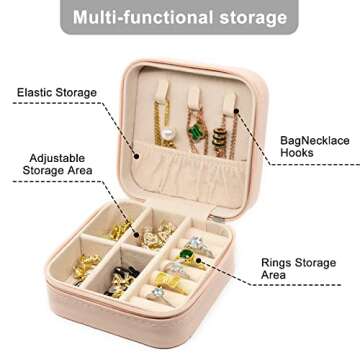 Small Jewelry Box for Travel, Elegant Pink Jewelry Case
