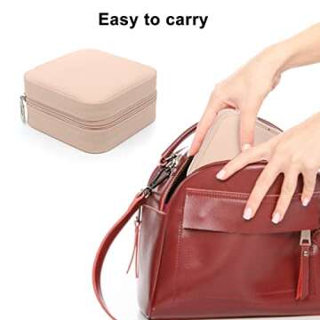 Small Jewelry Box for Travel, Elegant Pink Jewelry Case