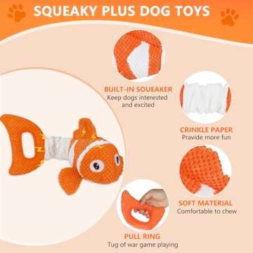 Molantaule Squeaky Dog Toys, Durability Interactive Tug of War Puppy Toys for Indoor and Outdoor Play - Stuffed Pet Dog Toys with Soft Fabric Suitable for Small, Medium, and Large Dogs