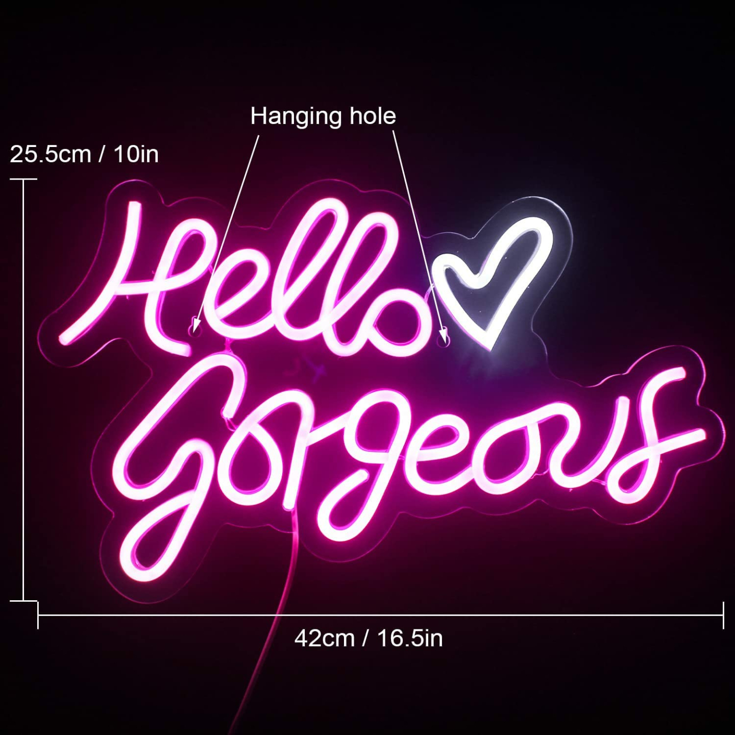 Hello Gorgeous Neon Sign for Girls Room & Events
