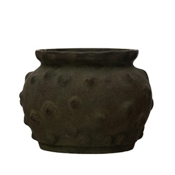 Black Terra-Cotta Raised Dots Vase Elegant Home Decor