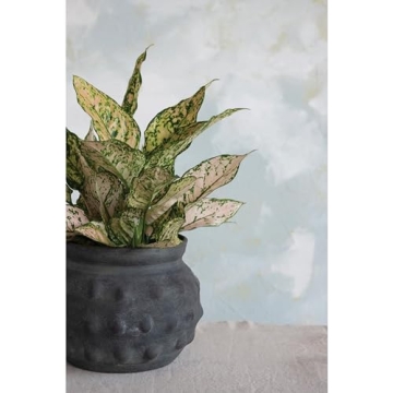 Black Terra-Cotta Raised Dots Vase Elegant Home Decor