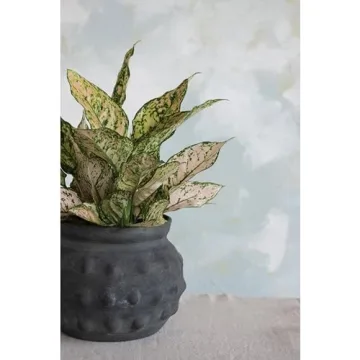 Black Terra-Cotta Raised Dots Vase Elegant Home Decor