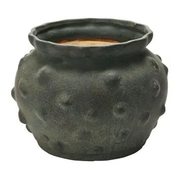 Black Terra-Cotta Raised Dots Vase Elegant Home Decor
