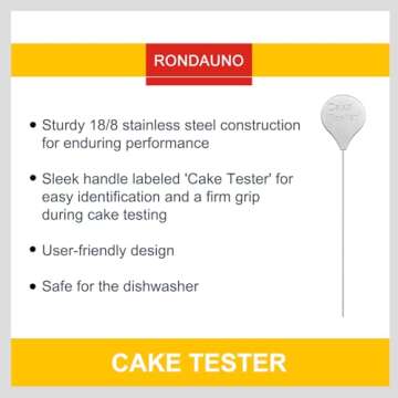 Cake Tester, 2 Packs Cake Testers for Baking and Cakes Testing Stick Doneness Endurance CakeTester Skewer 7.9 in Stainless Steel Rondauno