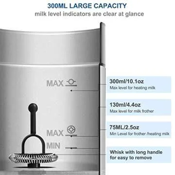 Huogary Electric Milk Frother and Steamer - 4-in-1 Stainless Steel Milk Steamer with Hot and Cold Froth Function, Automatic Foam Maker, 120V…