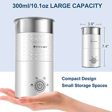 Huogary Electric Milk Frother and Steamer - 4-in-1 Stainless Steel Milk Steamer with Hot and Cold Froth Function, Automatic Foam Maker, 120V…