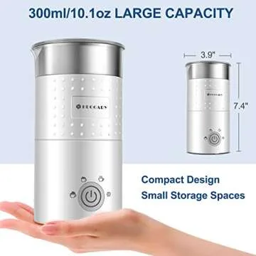 Huogary Electric Milk Frother and Steamer - 4-in-1 Stainless Steel Milk Steamer with Hot and Cold Froth Function, Automatic Foam Maker, 120V…