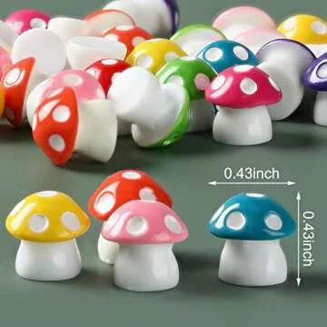 Yulejo 160 Pcs Tiny Mushrooms Mini Figurines Miniature Cute Colorful Mushroom Indoor Outdoor Statue ...