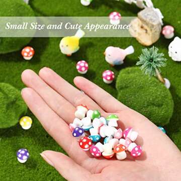 Yulejo 160 Pcs Tiny Mushrooms Mini Figurines Miniature Cute Colorful Mushroom Indoor Outdoor Statue Decor Decoration for Garden Landscape Bonsai Craft Ornament(Mixed Color,M)