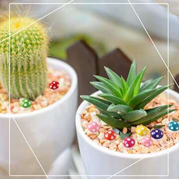 Yulejo 160 Pcs Tiny Mushrooms Mini Figurines Miniature Cute Colorful Mushroom Indoor Outdoor Statue Decor Decoration for Garden Landscape Bonsai Craft Ornament(Mixed Color,M)