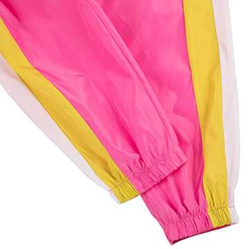 Women Colorblock 2 Piece Tracksuit Sets Long Sleeve High Waist Pants Sets Colour Sweatsuit Pink Large Size 6-8