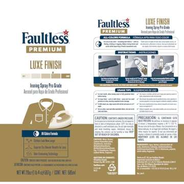 Faultless Premium Luxe Spray Starch (20 Oz, 4 Pack) Spray Starch for Ironing that Makes Your Clothes New Again, Use as a Spray on Starch that Reduces Ironing Time with No Flaking, Sticking or Clogging