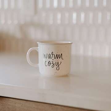 Sweet Water Decor Fall Coffee Mugs | Seasonal 16oz Ceramic Campfire Coffee Cup | Microwave & Dishwasher Safe Autumn Mug Great for Halloween, Pumpkin Spice Lattes & Thanksgiving (Warm and Cozy)