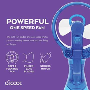 O2COOL Deluxe Handheld Battery Powered Water Misting Fan (Dark Blue) 2 Pack