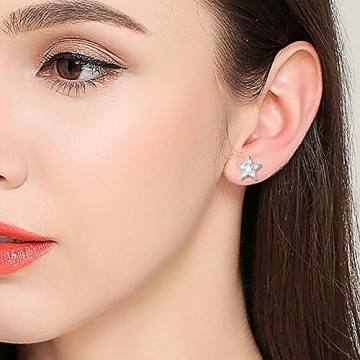 Elegant S925 Sterling Silver Moon Dangle Earrings