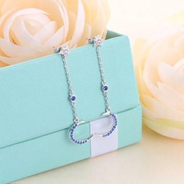 Elegant S925 Sterling Silver Moon Dangle Earrings