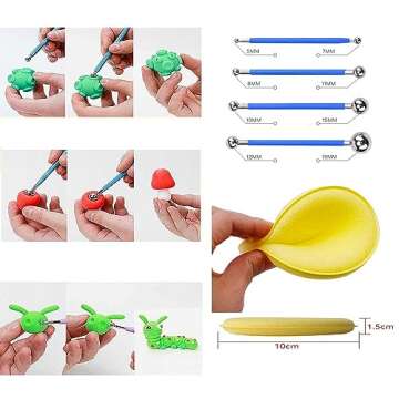 Dotting Tools Kit for Clay, Nail Art, Air Dry Clay, Sculpting Painting Embossing Scoring Modeling, Ball Stylus Pen, Rock, Silicone, Langqun