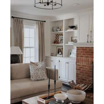 TWOPAGES Oatmeal Pinch Pleated Curtain with Hooks 108 Inches Long Light Filtering Linen Cotton Windo...