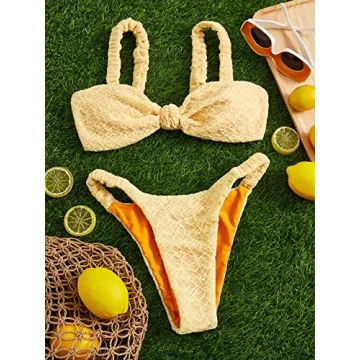 MakeMeChic Knot High Cut Bikini Set for Summer Styles