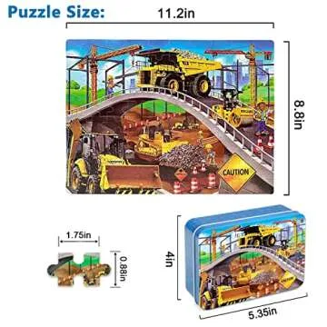 LELEMON Puzzles for Kids Ages 4-8,Construction Site 100 Piece Puzzles for Kids,Educational Kids Puzz...