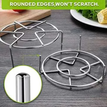 HULISEN Steam Rack, 2-4/5" and 2" Tall Trivet for Instant Pot 3 Qt and 6 Qt, Heavy Duty 18/8 Stainless Steel Steamer Rack Fit Pressure Cooker (6.3" Round - 2Pcs)