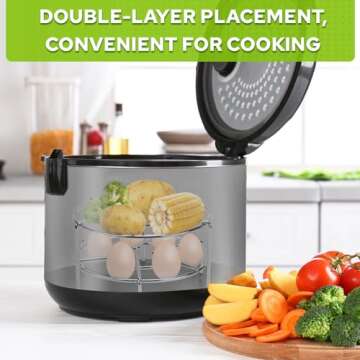 HULISEN Steam Rack, 2-4/5" and 2" Tall Trivet for Instant Pot 3 Qt and 6 Qt, Heavy Duty 18/8 Stainless Steel Steamer Rack Fit Pressure Cooker (6.3" Round - 2Pcs)